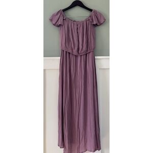 Willow & Root 2 Piece Matching Textured Crop Top Flowy Skirt Set Lavender Purple